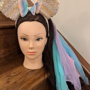 Minnie Mouse Disney Colorful sequin Headband with Long Tulle Ribbons OS